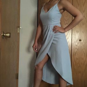 Baby Blue Slit Midi Dress